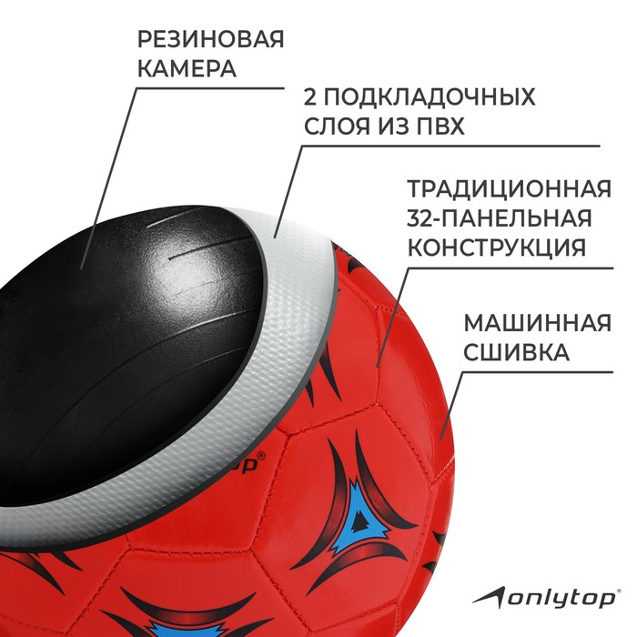 Футбольный мяч ONLYTOP, машинная сшивка, 32 панели, р. 5, PVC Футбольный мяч ONLYTOP, машинная сшивка, 32 панели, р. 5, PVC