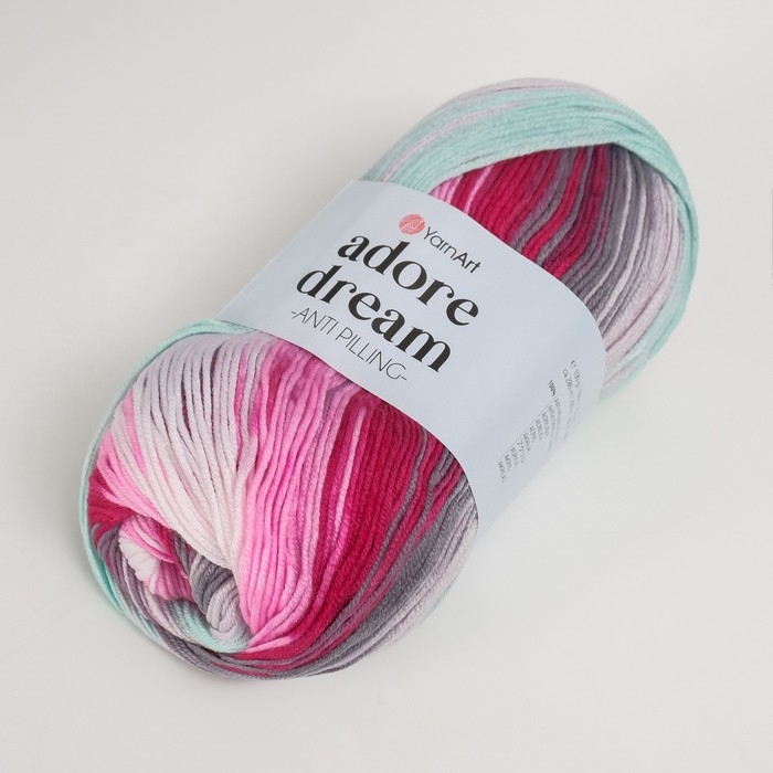 Пряжа Пряжа "Adore Dream" 100% акрил антипиллинг 280м/100г (1066 роз-бел-серый)