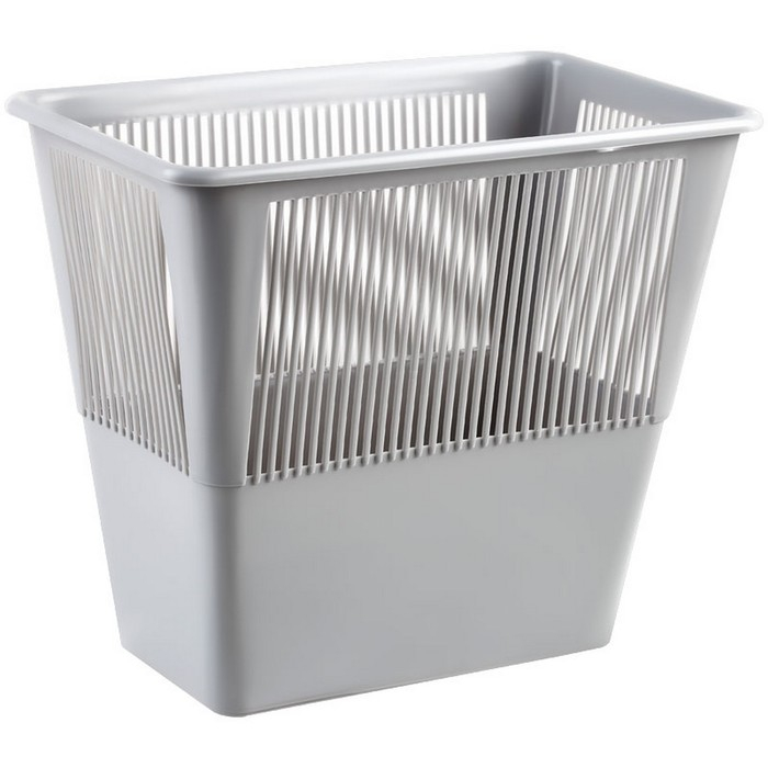 Корзина для бумаг и мусора Стамм, 12 литров, пластик, сетчатая, прямоугольная, серая Корзина для бумаг и мусора Стамм, 12 литров, пластик, сетчатая, прямоугольная, серая