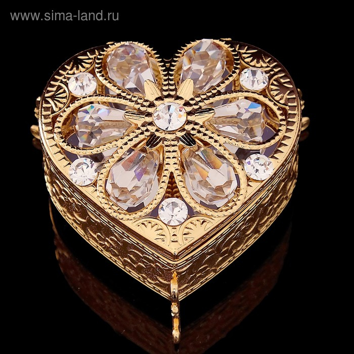 Шкатулка «Грация», с бархатом, 6,8×6,2×4.6 см, с кристаллами Шкатулка «Грация», с бархатом, 6,8×6,2×4.6 см, с кристаллами