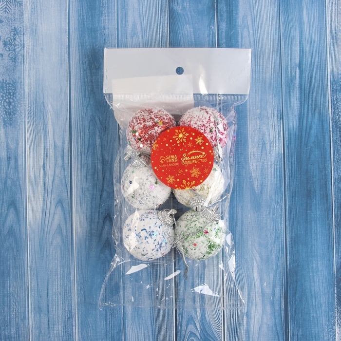 Набор шаров пластик d-4 см, 6 шт Набор шаров пластик d-4 см, 6 шт "Цветная посыпка"