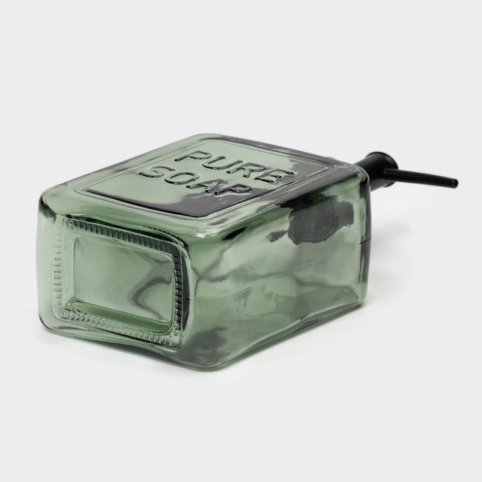 Дозатор для мыла стеклянный 580 мл, цвет прозрачный зеленый,помпа черная Дозатор для мыла стеклянный 580 мл, цвет прозрачный зеленый,помпа черная