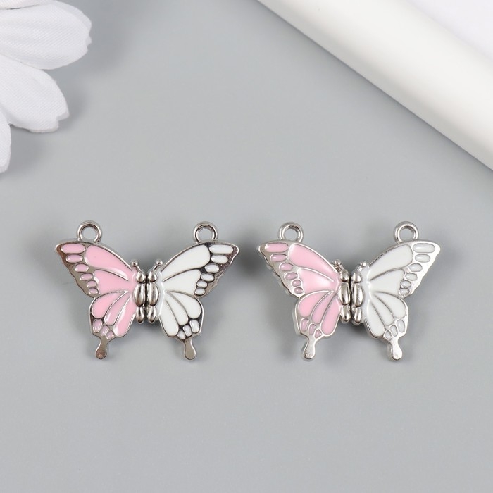 Замок магнитный металл Замок магнитный металл "Бабочка" белый и розовый 2,3х3х0,5 см (набор 2 половинки)