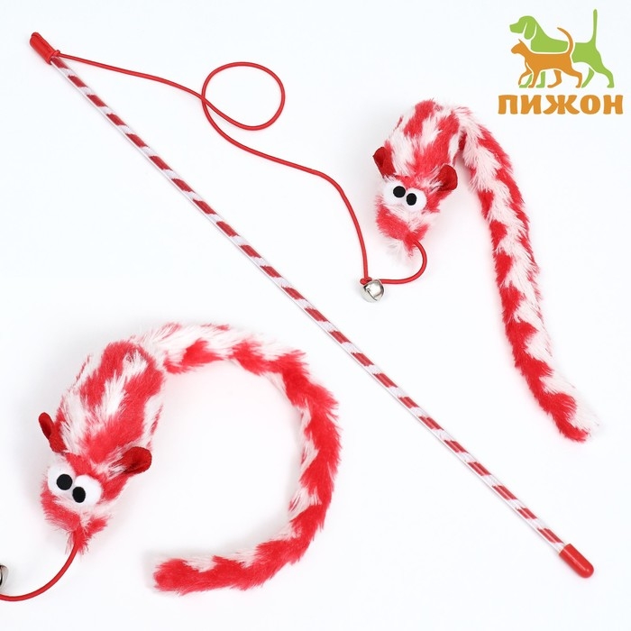 Дразнилка-удочка  Дразнилка-удочка "Мышь с длинным хвостом", красная