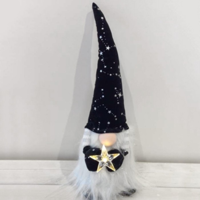 Кукла интерьерная Кукла интерьерная "Гном в чёрном колпаке со звездами, со звёздочкой в руках" 36 см
