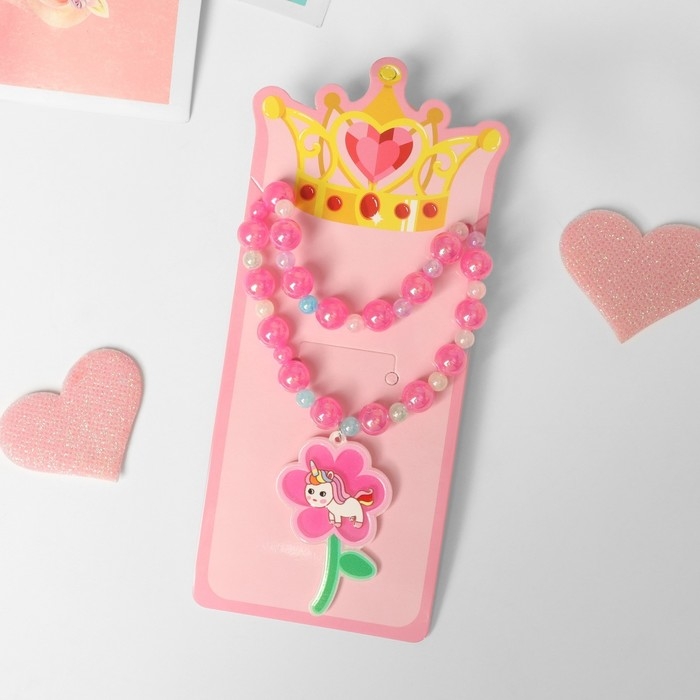 Набор детский «Выбражулька» 2 предмета: браслет, кулон, цветок волшебный, цвет розовый Набор детский «Выбражулька» 2 предмета: браслет, кулон, цветок волшебный, цвет розовый