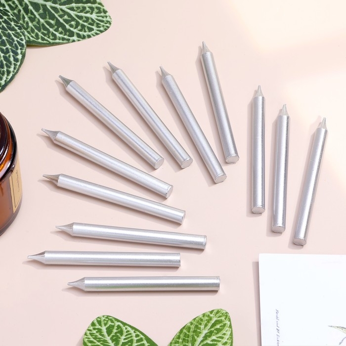 Набор свечей для торта  Набор свечей для торта "Спарк", 12 шт, 8 см, серебряный металлик