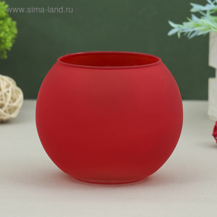 Ваза Ваза "Пять вечеров" алая матовая, шаровая 10х12х12 см, 1л