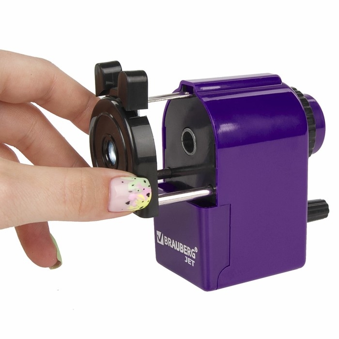 Точилка механическая BRAUBERG JET, металлический механизм, фиолетовая Точилка механическая BRAUBERG JET, металлический механизм, фиолетовая