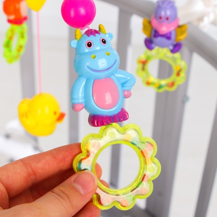 Мобиль музыкальный на кроватку «Домик. Зверятки погремушки №7», заводной, Крошка Я Мобиль музыкальный на кроватку «Домик. Зверятки погремушки №7», заводной, Крошка Я