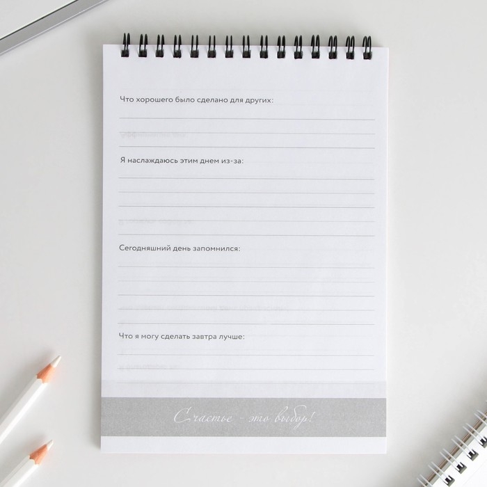 Дневник благодарности «Лучший день», формат А5, 30 листов Дневник благодарности «Лучший день», формат А5, 30 листов