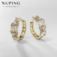 Серьги-кольца XUPING императрица, яркие, цвет белый золоте