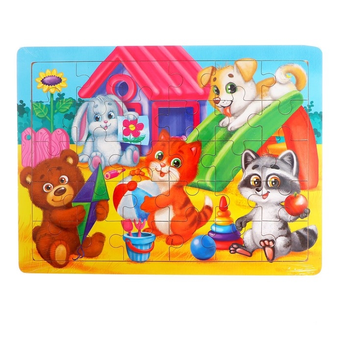 Пазл большой «Весёлые зверята», 30 элементов, размер детали: 6 × 5 см Пазл большой «Весёлые зверята», 30 элементов, размер детали: 6 × 5 см