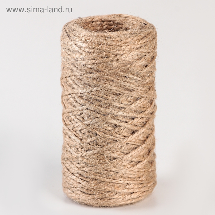 Шпагат джутовый d=1,5 мм, 60 м, скрученный, цвет натуральный Шпагат джутовый d=1,5 мм, 60 м, скрученный, цвет натуральный