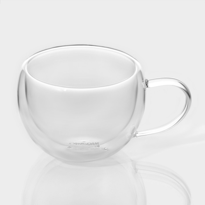 Набор стеклянных кружек с двойными стенками Magistro «Лиди», 250 мл, 13,5×10×7,5 см, 2 шт Набор стеклянных кружек с двойными стенками Magistro «Лиди», 250 мл, 13,5×10×7,5 см, 2 шт