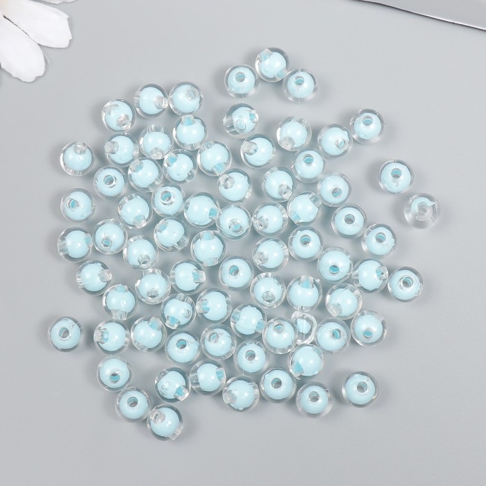 Бусины пластик "Голубые" глянец набор 20 гр  d=0,8 см