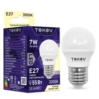 Лампа светодиодная TOKOV ELECTRIC, 7 Вт, G45, 3000 К, Е27, 176-264В