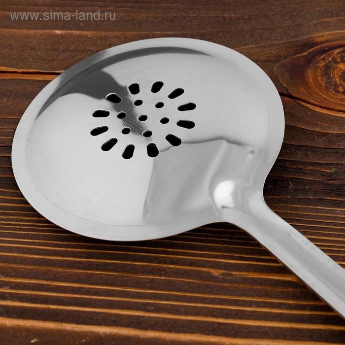 Шумовка для казана узбекская 48см, диаметр 14см, с деревянной ручкой Шумовка для казана узбекская 48см, диаметр 14см, с деревянной ручкой