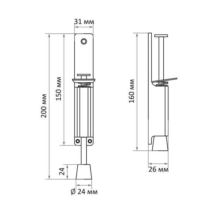 Дверной стопор LOCKLAND, цвет медь