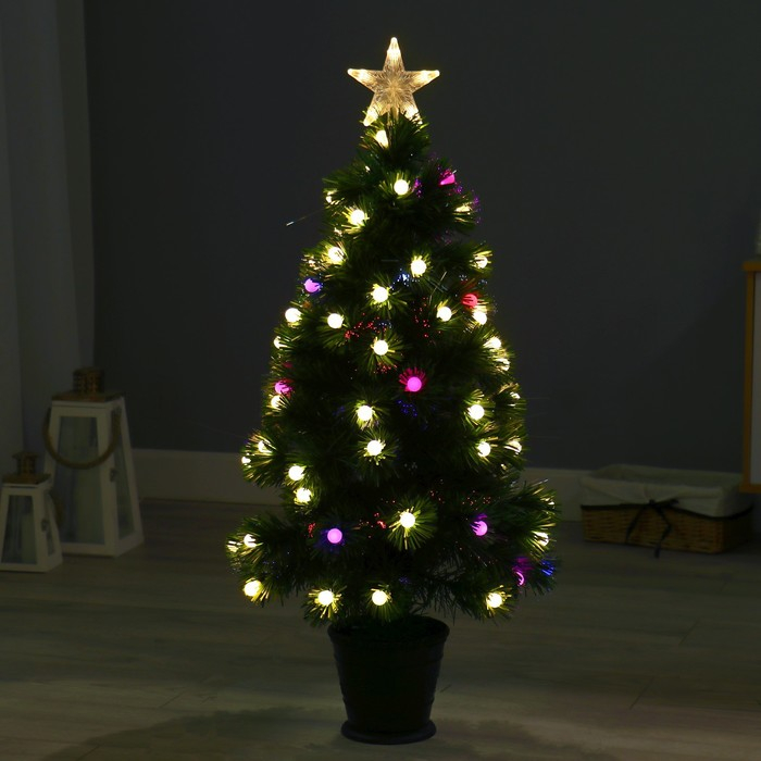 Ёлка фиброоптическая  Ёлка фиброоптическая "Огонёк" 90 см d нижнего яруса 50 см 79 веток