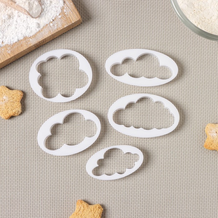 Набор выемок кондитерских для марципана и теста Доляна, 5 шт, 7,8×4,6×1 см Набор выемок кондитерских для марципана и теста Доляна, 5 шт, 7,8×4,6×1 см