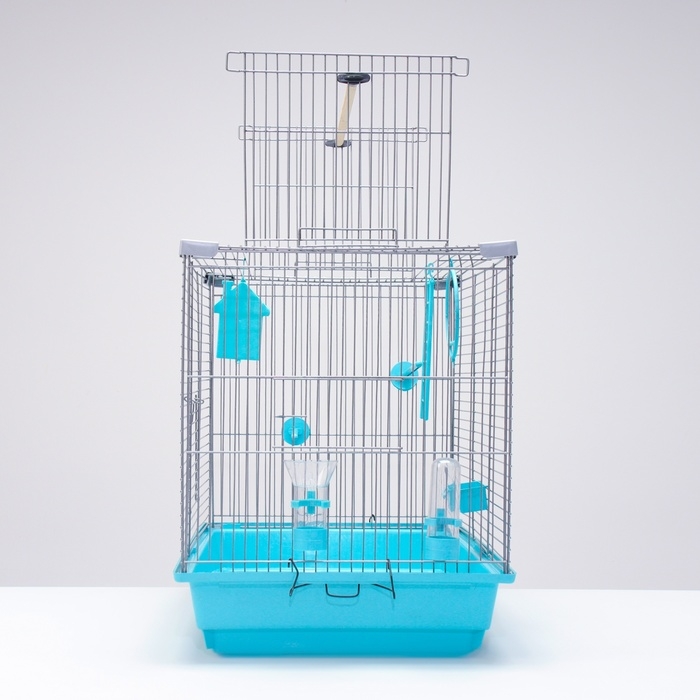 Клетка для птиц Клетка для птиц "Пижон" №104, разборная, 1 секция, 58 х 40 х 48см, бирюзовая
