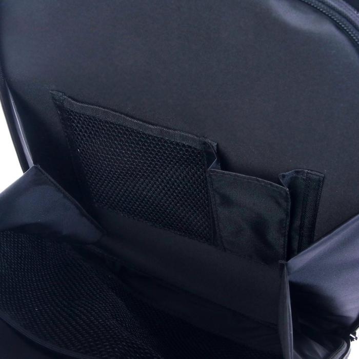 Рюкзак каркасный школьный 38 х 30 х 16 см, эргономичная спинка, Stavia "Авокадо", чёрный/сиреневый