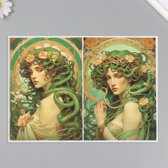 Набор декупажных карт 6 шт «Девушки и змеи», плотность 45 гр/м2, формат А4
