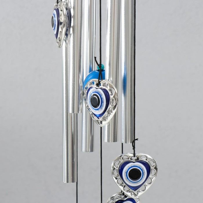 Музыка ветра металл, пластик Музыка ветра металл, пластик "Сердечки от сглаза" 5 трубок, глазки 60 см