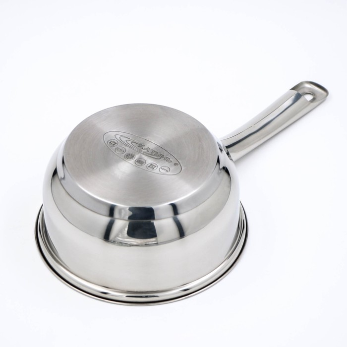 Ковш «Гретта», 1,6 л, d=16 см, капсульное дно, стеклянная крышка, металлическая ручка, индукция Ковш «Гретта», 1,6 л, d=16 см, капсульное дно, стеклянная крышка, металлическая ручка, индукция