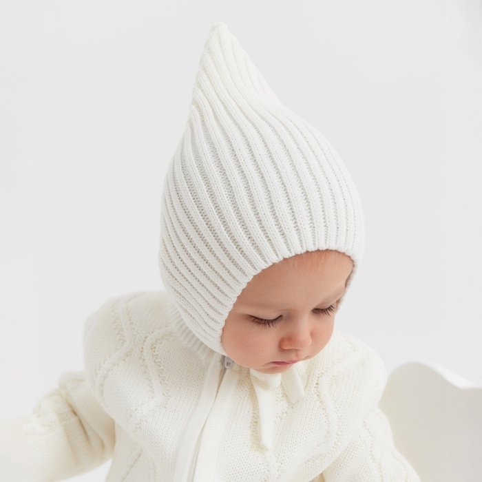 Шапка вязаная детская MINAKU, цвет белый, размер 36-38 Шапка вязаная детская MINAKU, цвет белый, размер 36-38