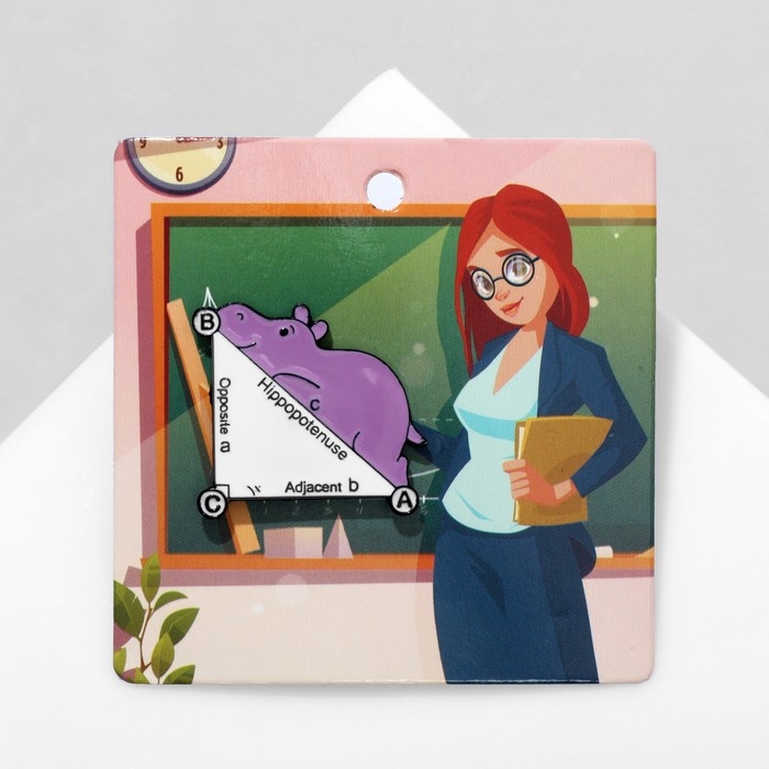 Значок «Школа» гиппопотам, цвет бело-сиреневый в чёрном металле Значок «Школа» гиппопотам, цвет бело-сиреневый в чёрном металле