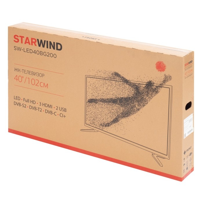 Телевизор Starwind SW-LED40BG200, 40 Телевизор Starwind SW-LED40BG200, 40", 1920x1080, DVB-T/T2/C/S/S2, HDMI 3, USB 2, черный