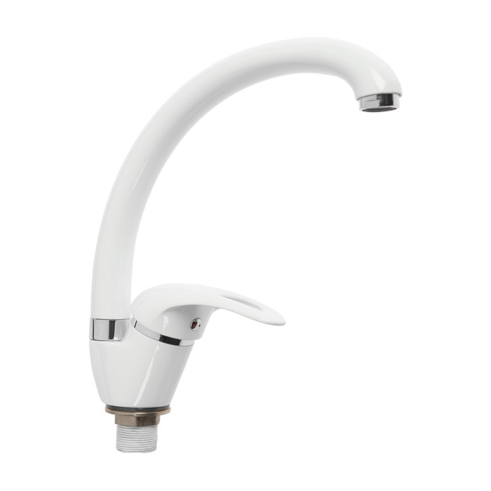 Смеситель для кухни Accoona A4040G, однорычажный, с гайкой, белый Смеситель для кухни Accoona A4040G, однорычажный, с гайкой, белый