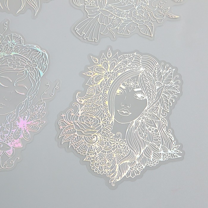 Наклейки для творчества Наклейки для творчества "Голография. Девушки" d=10 см набор 10 шт 0,2х14х11 см