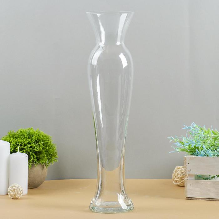 Ваза Ваза "Амалия" (диам.узкой части 5см) 37,5х9см, 1,2л прозрачная