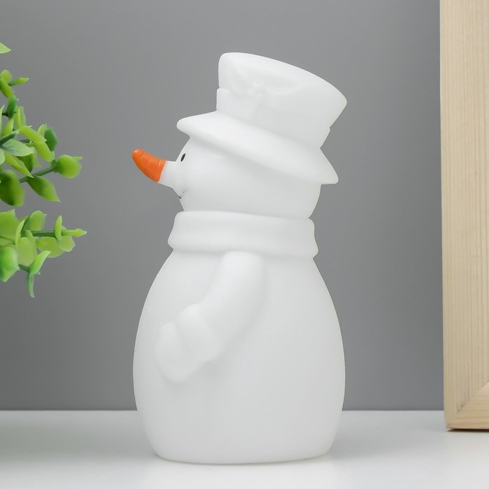 Ночник Ночник "Снеговик в шляпе" LED от батареек 3хLR44 белый 7х7х12 см