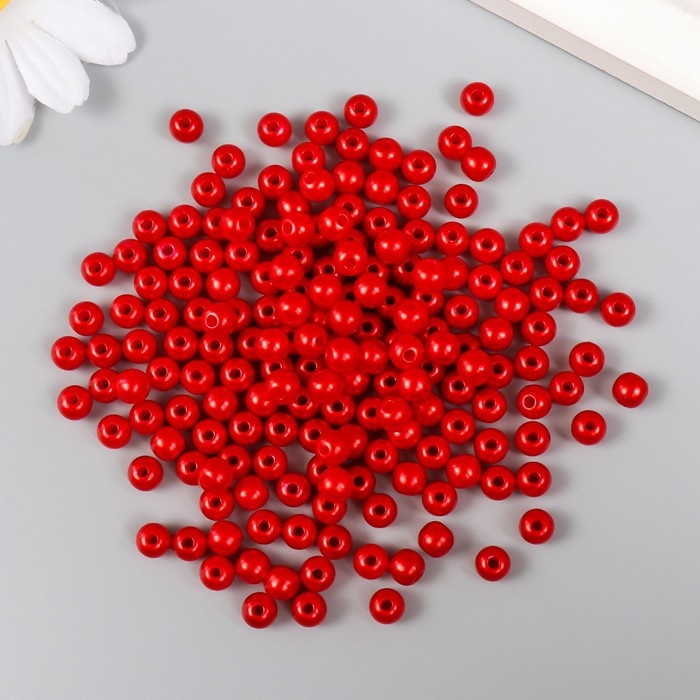 Набор бусин Набор бусин "Рукоделие" пластик, диаметр 6 мм, 25 гр, алый