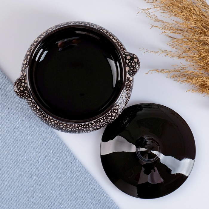 Горшок керамический для запекания  Горшок керамический для запекания "Лакомка" 0,5л / 13х9,5см, мрамор