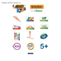 Цветные карандаши 18 цветов, детские, шестигранные, ударопрочные, BIC Kids Evolution