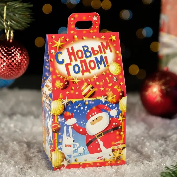 Коробка новогодняя подарочная складная «Каминчик» 9.5×7.5×16.5 см Коробка новогодняя подарочная складная «Каминчик» 9.5×7.5×16.5 см