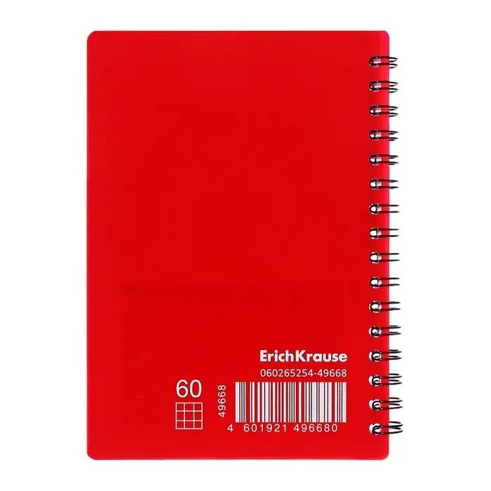 Тетрадь на спирали ErichKrause. Classic А6, 60 листов, в клетку, пластиковая обложка, блок офсет, МИКС