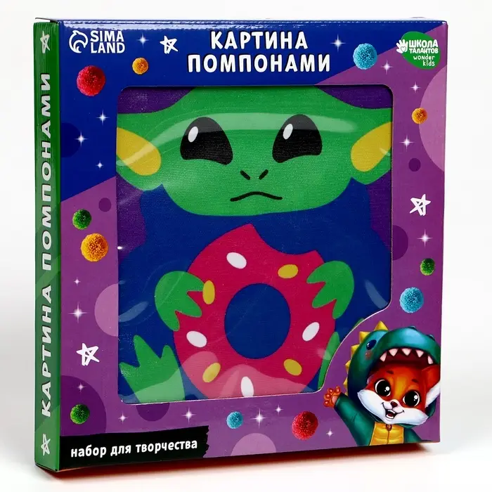 Картина помпонами &laquo;Чудик&raquo;, 20&times;20 см