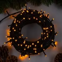 Гирлянда &laquo;Нить&raquo; 20 м, IP20, тёмная нить, 200 LED, свечение жёлтое, 8 режимов, 220 В