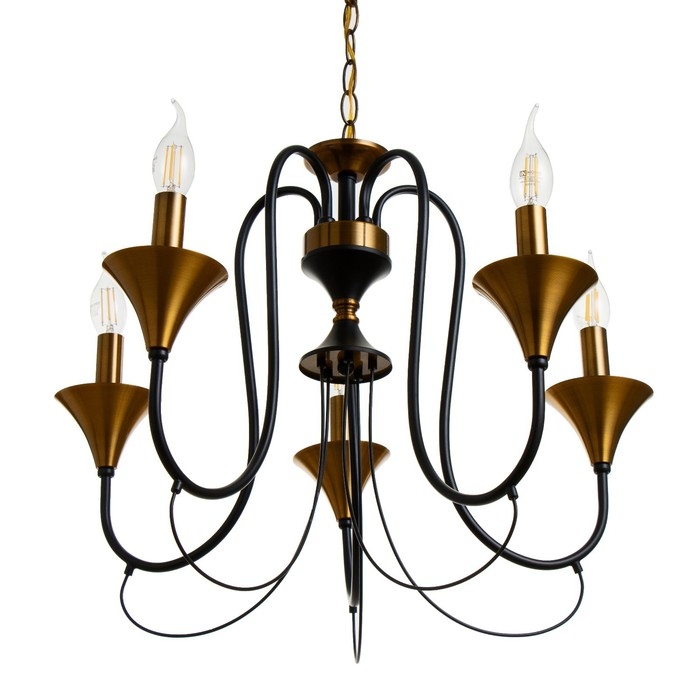 Люстра Люстра "Элимин" 5хЕ14 40Вт черно-золотой 56х75х56 см BayerLux