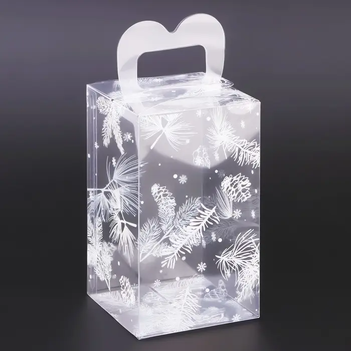 Коробка подарочная новогодняя складная ПВХ «Метель» 12×7×7 см