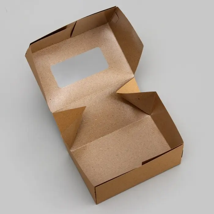 Коробка складная, с окном, крафт, 15×10×7 см