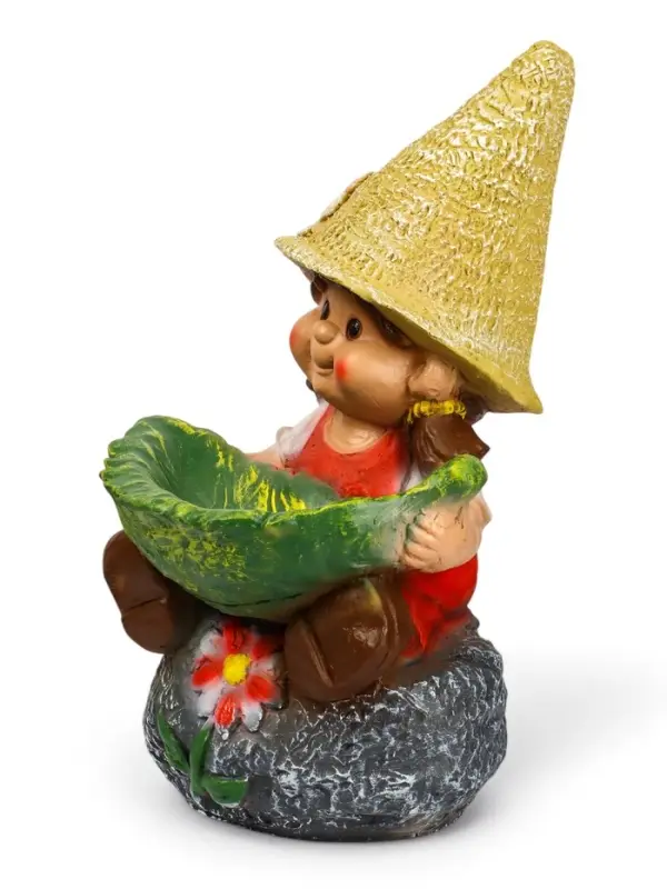 Садовая фигура из полистоуна &laquo;Девочка на камне с листом&raquo;, 48&times;29&times;27 см