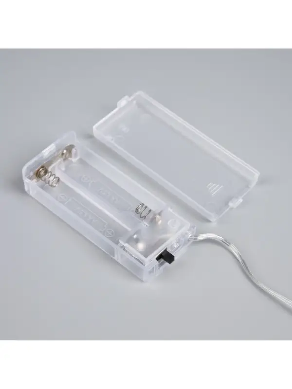 Гирлянда &laquo;Нить&raquo; роса 5 см с насадками &laquo;Вспышка&raquo;, IP20, серебристая нить, 10 LED, от батареек АА&times;2, свечение тёплое белое