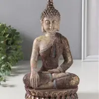 Сувенир полистоун "Будда" с золотой патиной 10х14х25,5 см